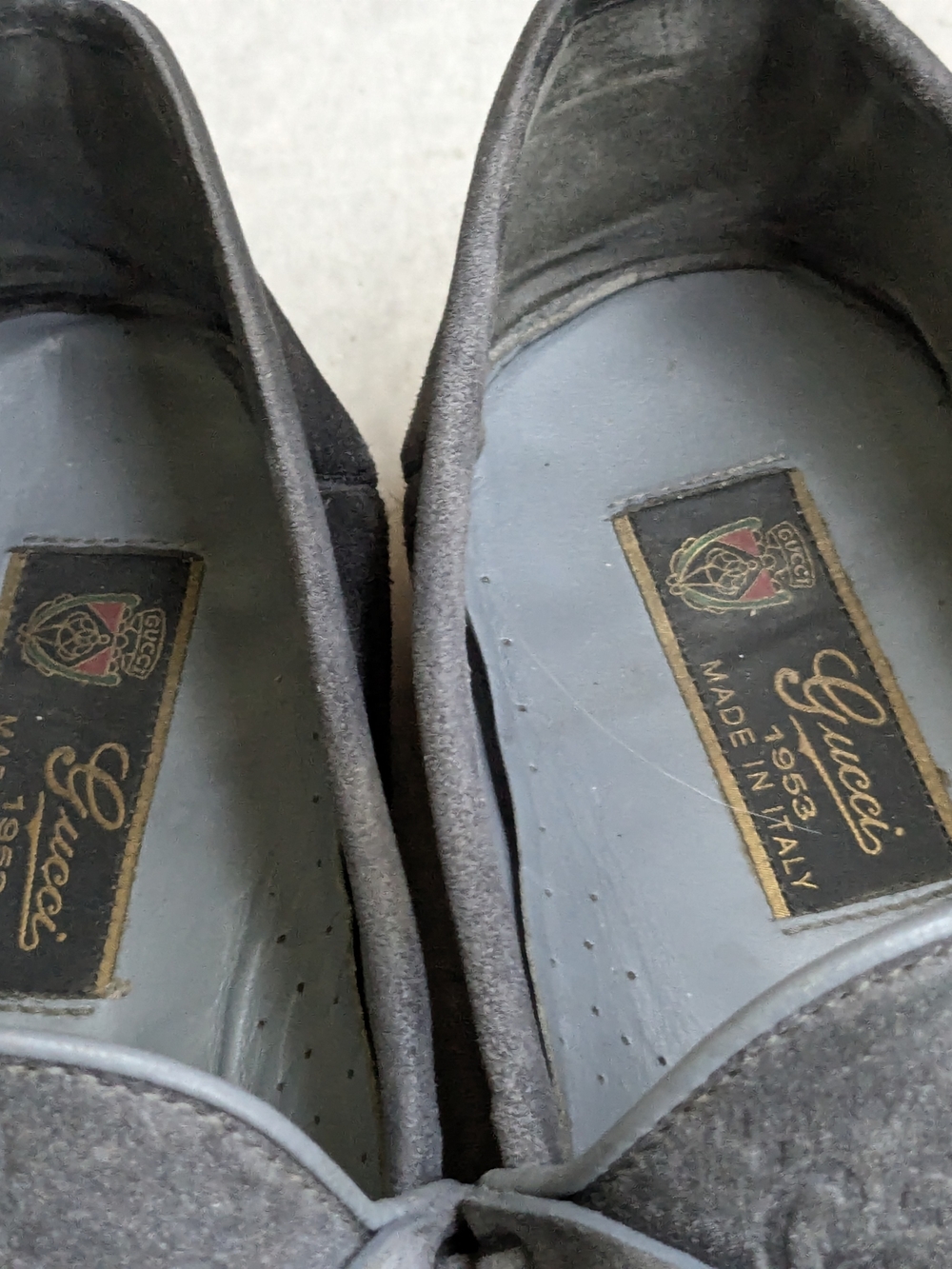 Gucci Gray Suede Horsebit Loafers Monogram Logo GG Men's 9.5 - Picture 2 of 16